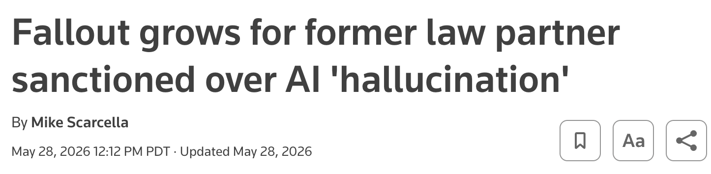 Reuters: Fallout grows for former law partner sanctioned over AI hallucination
